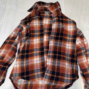 Women’s Plaid Flannel Shirt - Orange and Black